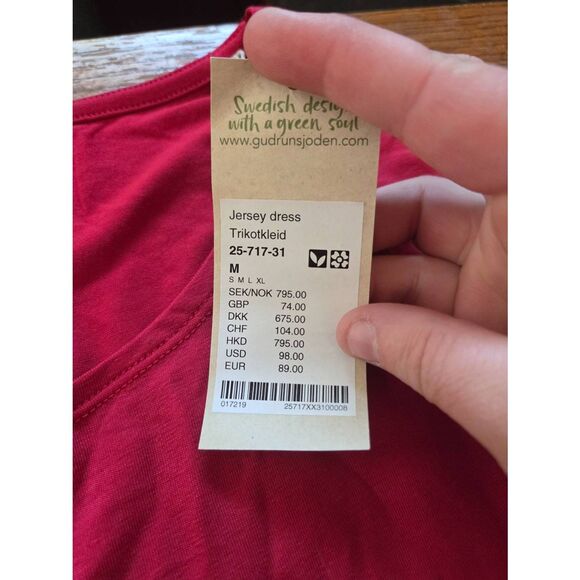 NWT Gudrun Sjoden red jersey high low swing  dress sz Medium - Picture 5 of 5
